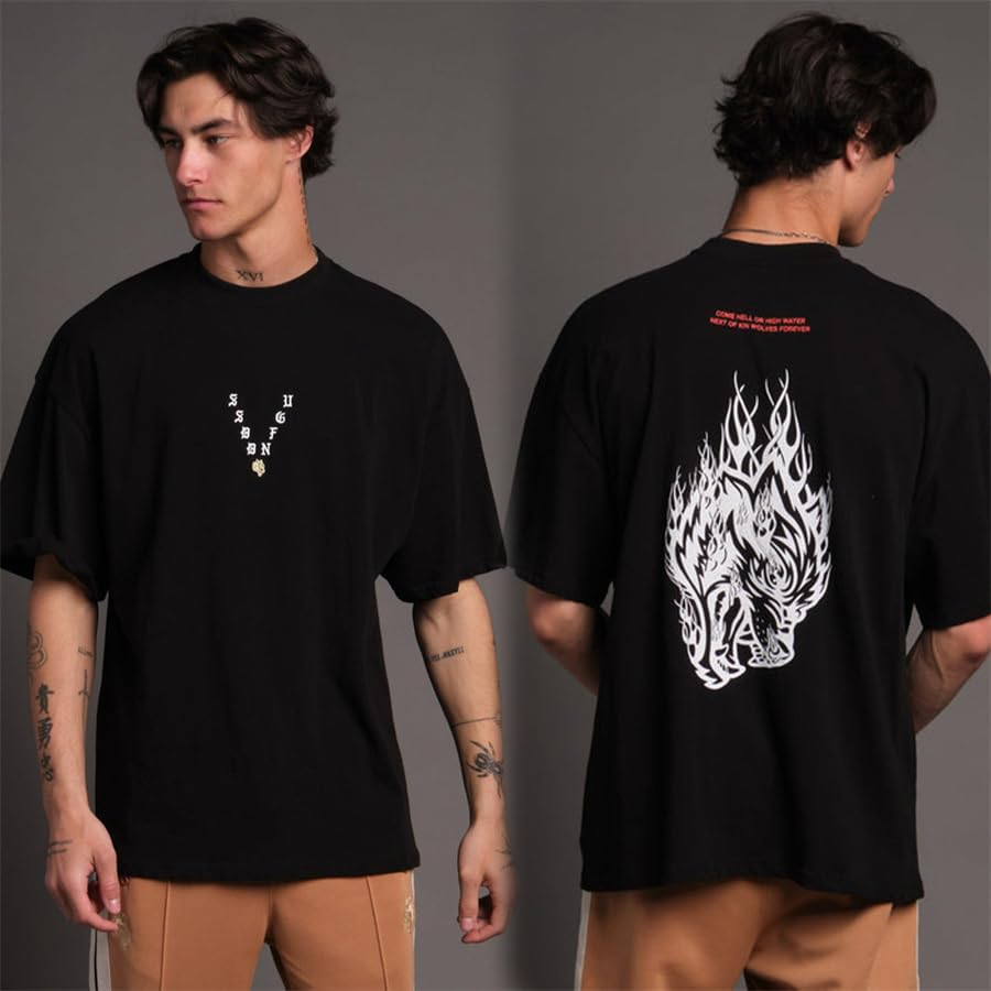 Streetwear Gym Brand - تي شيرت كلاسيكي بطبعة شعار رأس