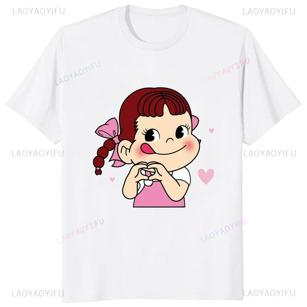 Streetwear Brand T Shirt - المرأة Kawaii الحليب Peko-chan المطبوعة تي