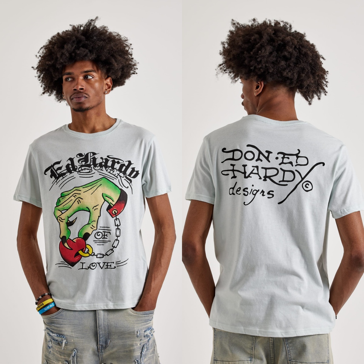 Streetwear Brand Heart - تي شيرت قطني بطبعة فن وشم