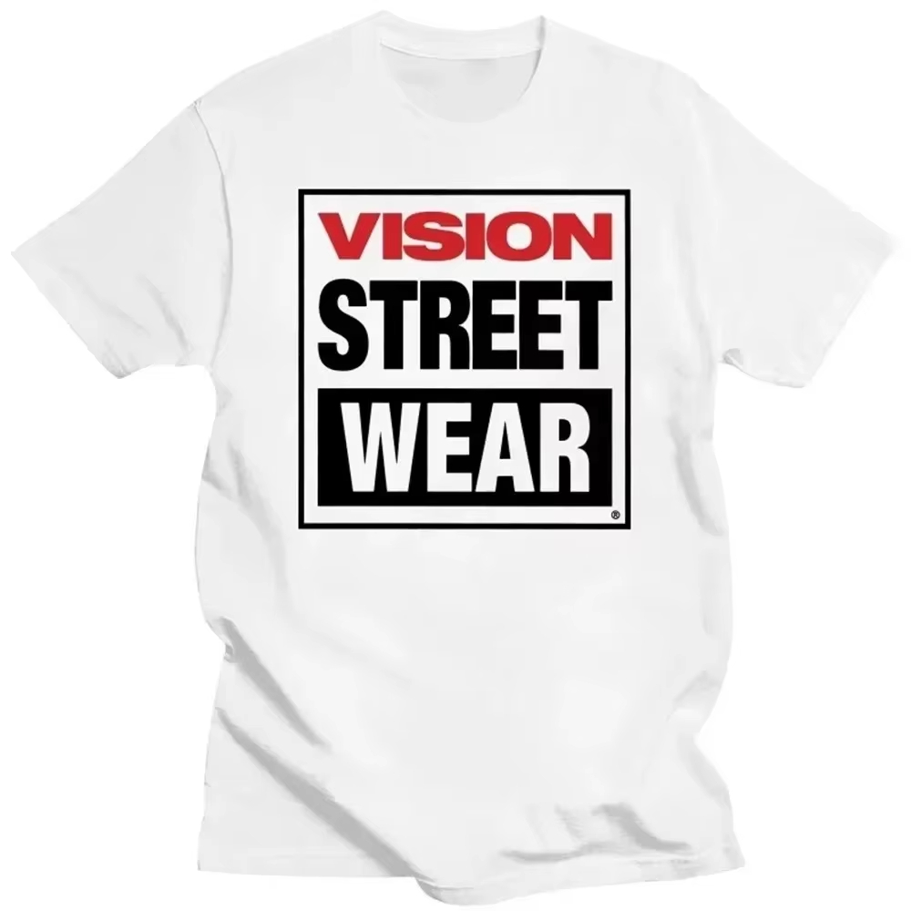 Vision Streetwear Brand - تي شيرت أبيض عصري من ماركة