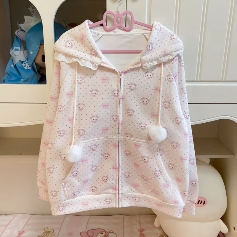 سترة بقلنسوة بسحاب من الدانتيل - مراجعة Streetwear Brand Y2K وسعره