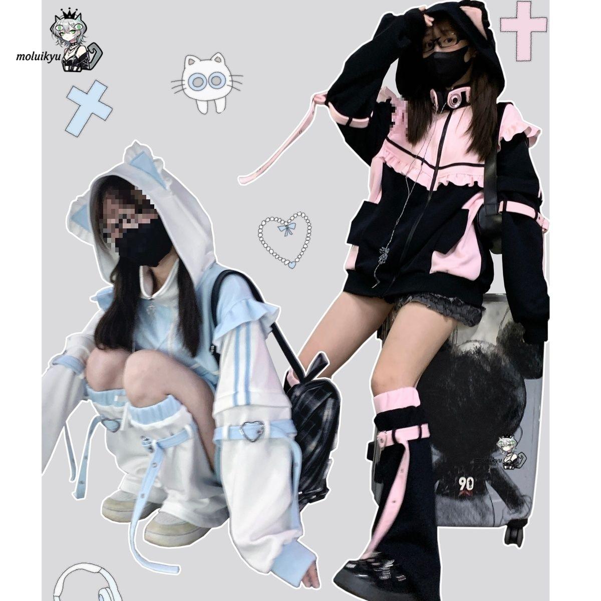 هودي نسائي بتصميم أذن قطة على  - مراجعة Streetwear Brand Y2K وسعره
