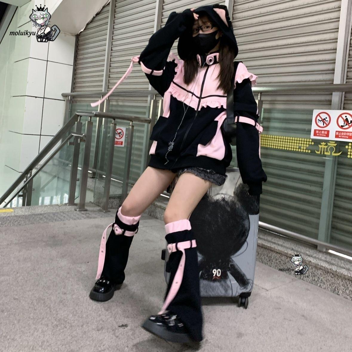 هودي نسائي بتصميم أذن قطة على  - مراجعة Streetwear Brand Y2K وسعره